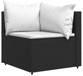 Set divani da giardino 4 pz con cuscini nero in polyrattan