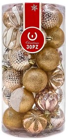 Palline decorative colore Argento e Champagne per Albero di Natale Confezione 30 pz Wisdom