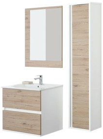 Composizione Bagno Sospesa 60 cm Colore Rovere di Bordeaux 2 Cassetti