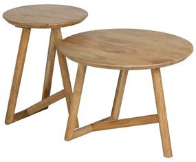 Tavolino da salotto rotondo di colore naturale in mango massiccio ø 60 cm Mao – Ixia