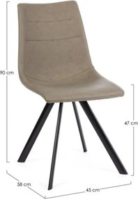 Sedie Da Interno Imbottite In Ecopelle Gambe Nere Alva Pu Tortora Bizzotto - 4 Pz