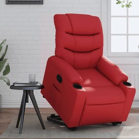 Poltrona Alzapersona Reclinabile Rosso İn Similpelle /