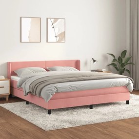 Giroletto A Molle Con Materasso Rosa 160x200 Cm İn Velluto /