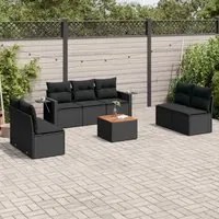 Set Divani da Giardino con Cuscini 8 pz Nero in Polyrattan 3224515