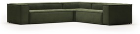 Kave Home - Divano ad angolo Blok 5 posti a coste spesso verde 320 x 290 cm / 290 x 320 cm FR