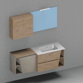 Base per mobile bagno Sieben 1 cassetto 1 anta P 35 x L 60 x H 51 cm cemento chiaro