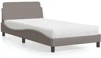 Letto con Materasso Tortora 100x200 cm in Tessuto 3208348