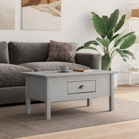 Tavolino Da Salotto Bodo 100x55x46cm Legno Massello Pino Grigio /