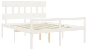 Letto per Anziani con Testiera Bianco King Legno Massello