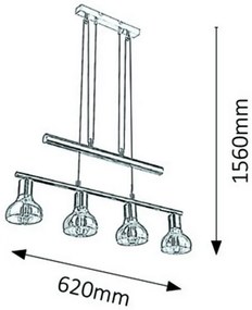 Rabalux 5551 - Lampadario a sospensione con filo HOLLY 4xE14/40W/230V oro