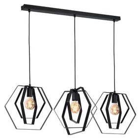 Lampadario su filo HEXAGON 3xE27/60W/230V nero