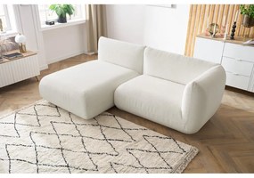 Divano angolare in velluto a coste bianco (angolo sinistro) Lecomte - Bobochic Paris