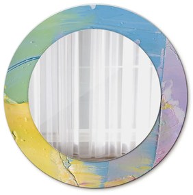 Specchio rotondo stampato Texture di vernice ad olio fi 50 cm