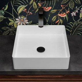 Lavabo da appoggio quadrato 45 cm in acciaio inox bianco opaco  Goya