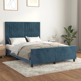 Giroletto Senza Materasso Blu Scuro 140x200 Cm Velluto /
