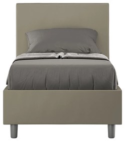 Letto singolo imbottito 80x210 similpelle Adele senza rete e contenitore, Cappuccino / Con rete
