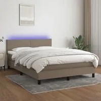 Letto a Molle con Materasso e LED Tortora 140x200 cm in Tessuto cod mxl 35717