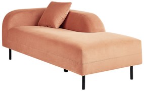 Chaise longue velluto rosa pesca sinistra LE CRAU Beliani