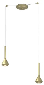 Lampadario Moderno Aygo Metallo Ottone 2 Luci Gu10