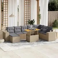 Set Divano da Giardino 9 pz con Cuscini Beige in Polyrattan 3275964