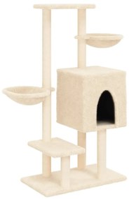 Albero per gatti con tiragraffi in sisal crema 117 cm
