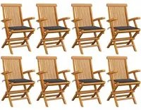 Sedie da Giardino con Cuscini Antracite 8 pz in Massello di Teak cod mxl 24096