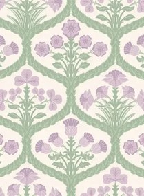 Cole & Son Carta da parati Floral Kingdom - Mulberry & Olive Green on Parchment