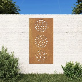 Decorazione Muro Da Giardino 105x55 Cm Foglia Acciaio Corten /