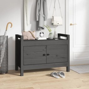 Panca Da Ingresso Grigio 80x40x60 Cm İn Legno Massello Di Pino /