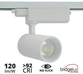 Faro LED 30W Monofase 60° 120lm/W, CRI92 no Flickering - BRIDGELUX LED Colore  Bianco Caldo 2.700K