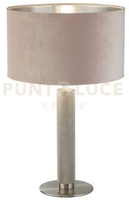 Lampada da tavolo london - paralume in velluto rosa e argento satin...