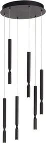 Lampada a sospensione LED a 6 Luci in metallo verniciato 35 cm Nero TUBIC