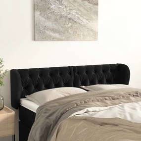 Testiera Ad Orecchio Nera 163x23x78/88 Cm İn Velluto /