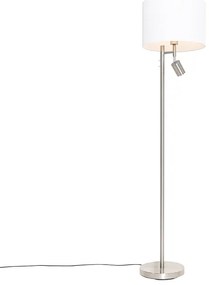 Lampada da terra in acciaio con paralume bianco e luce di lettura - Jelena