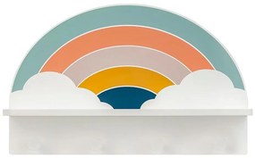 Mensola da parete per bambini con appendini arcobaleno/colorato