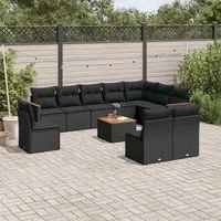 Set Divani da Giardino 11 pz con Cuscini in Polyrattan Nero 3258478