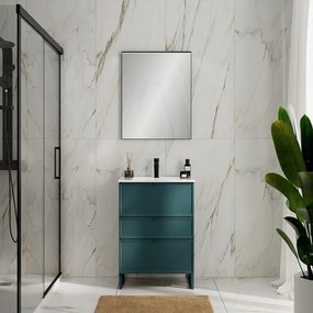 Mobile bagno da fissare con lavabo QUADRA L 60 x H 73 x P 39 cm mirto opaco in mdf 3 cassetti per vasca centrale