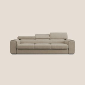 Zeno Divano con pouf estraibile poggiapiedi a 3 sedute in tessuto morbido impermeabile T02 beige