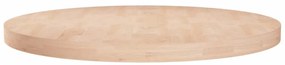 Piano Tavolo Rotondo Ø80x4 Cm Massello Di Rovere Non Trattato /