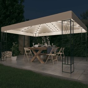 Gazebo Con Stringa Di Luci Led 3x4 M İn Tessuto Crema /