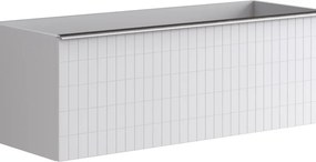 Cassettiera Pixel con 2 cassetti frontale grid laccato opaco bianco e maniglia alluminio brillante L120 x H40 x P45,5 cm