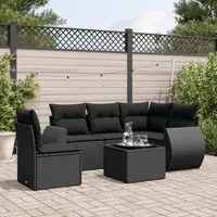 Set Divano da Giardino 6 pz con Cuscini Nero in Polyrattan 3253712