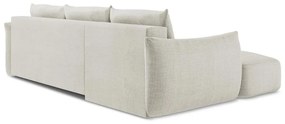 Divano angolare beige allungabile (con penisola a sinistra/con chaise lounge) Leila – Makamii