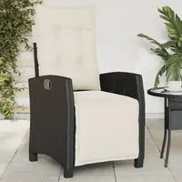 Sedia Reclinabile da Giardino con Poggiapiedi Nera Polyrattan 365232