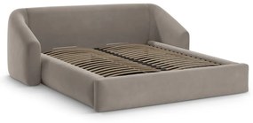 Letto matrimoniale imbottito marrone chiaro con contenitore con rete inclusa 200x200 cm Campi – Cosmopolitan Design