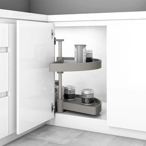 Cestello Girevole Ø65 cm per Mobile da Cucina 80 cm in Plastica Emuca Grigio...