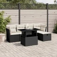 Set Divano da Giardino 6 pz con Cuscini Nero in Polyrattan 3274636