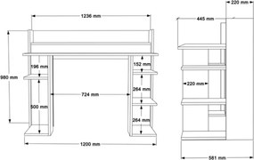 Scrivania Moderna Porta PC 120x58x98 Con Ripiani Laterali Pixel Rovere E Verde