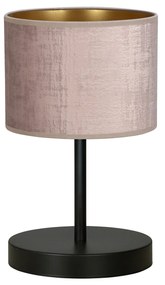 Lampada Da Tavolo 1 Luce Ganesha In Acciaio Nero E Paralume In Tessuto Rosa