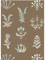 Josephine Munsey Carta da parati Floral Spot - Clarke White/ Osney Blue/ Kemp Brown